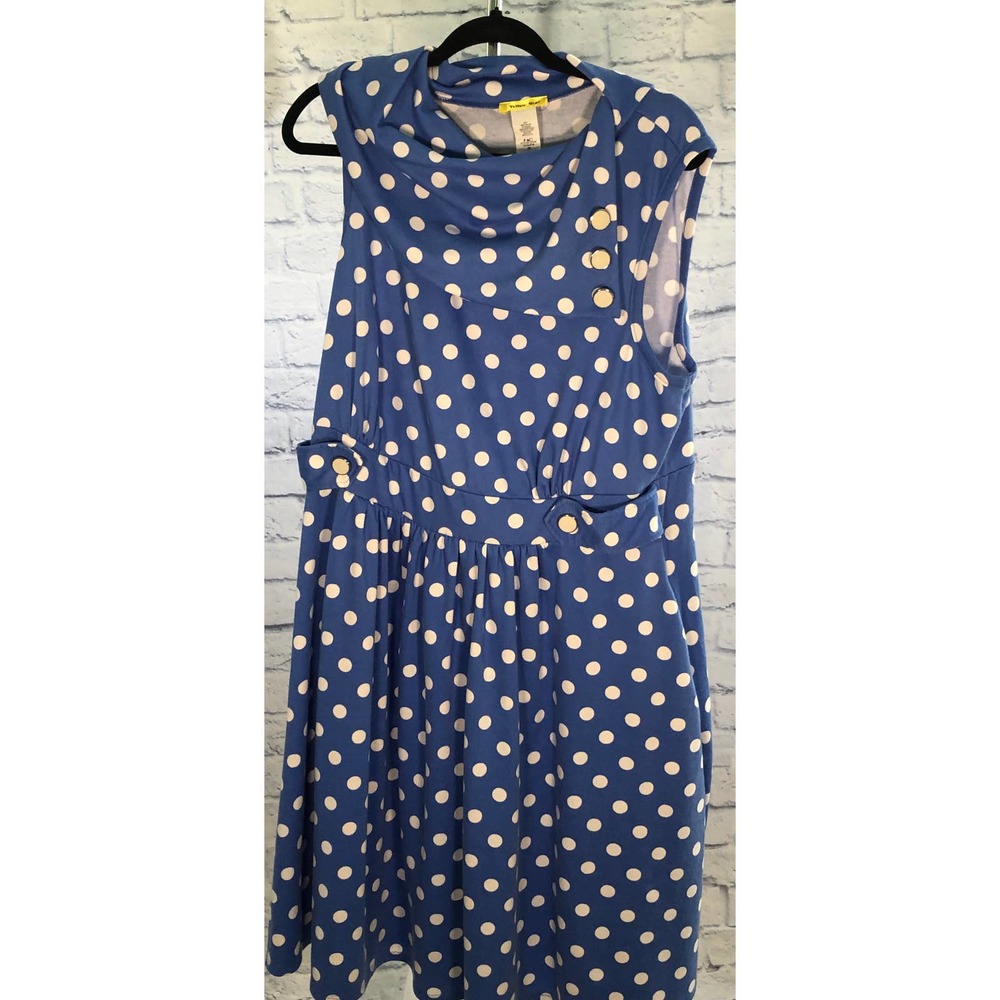 Women's Blue and White Polka Dot Dress Size 2X